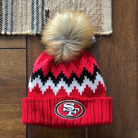 NFL New Era San Francisco 49ers Pom-Pom Beanie - Red - Picture 1 of 2